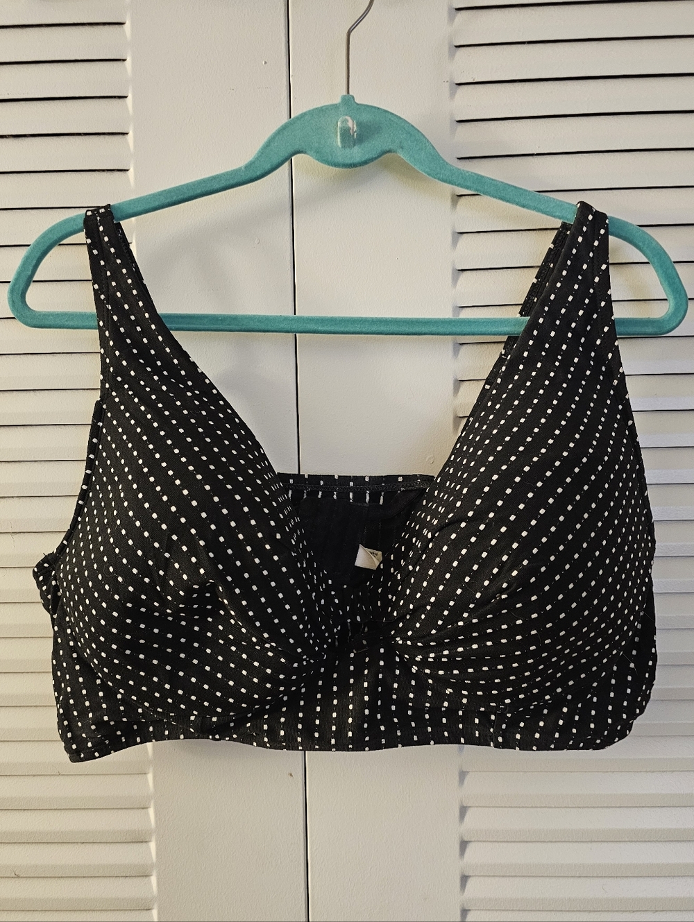 Cacique By Lane Bryant - Black Polka Dot Bikini Swim Top - Size 38DD